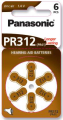 Bateria 312 Panasonic PR312 PR41 SET 6 - 6szt/6pcs