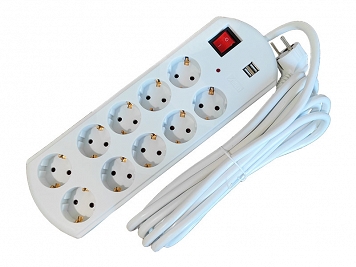 Prelungitor dublu USB 10cai 10m 3x2.5mm2 cu intr Alien