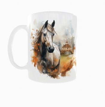 Kubek 300ml Konie akwarele Koń Horse wieś v6
