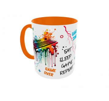 Kubek dla Gracza Gamer Game Zone Eat Sleep Game Repeat orange