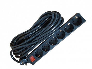 Alien 6 gn socket 1.5m /3x2.5mm2 cu/ Schuko BLACK - Prelungitor 6cai 1,5m 3x2.5mm2 cu intr negru Alien 