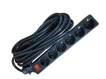 Alien Listwa zasilająca przedłużacz 6 gn socket 1.5m /3x2.5mm2 cu/ Schuko BLACK - Prelungitor 6cai 1,5m 3x2.5mm2 cu intr negru Alien 