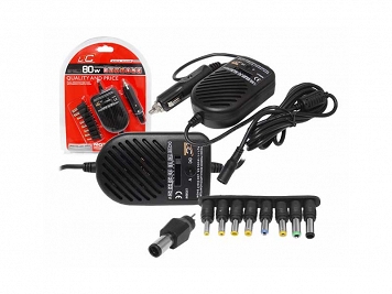 Ładowarka samochodowa do laptopa  auto 80W - Alimentator laptop auto 80W