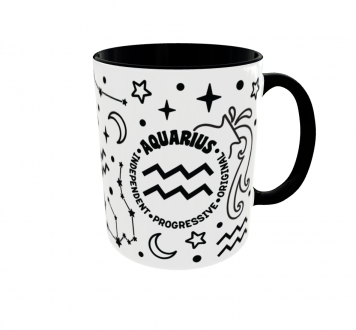 Kubek Znaki Zodiaku Horoskop Astrologia v1 Aquarius Wodnik black
