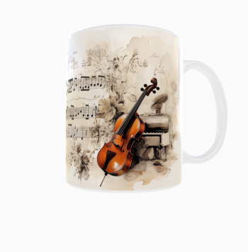 Kubek 300ml Muzyka Klasyczna Cello Wiolonczela nuty