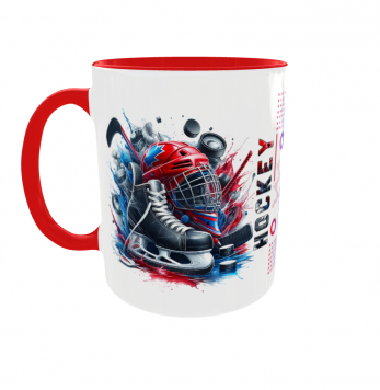 Kubek 330ml Hockey Hokej na lodzie Krążek Hokeista kubek czerwony