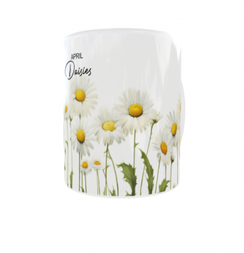 Kubek 300ml Kolekcja Kwiaty Rośliny Miesiące v3 April Stokrotki