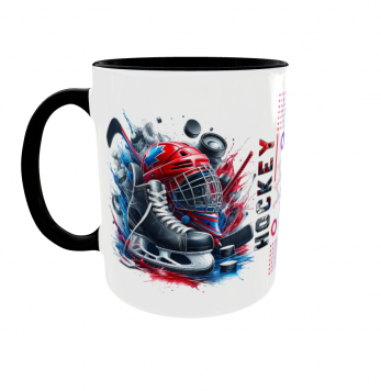 Kubek 330ml Hockey Hokej na lodzie Krążek Hokeista kubek czarny