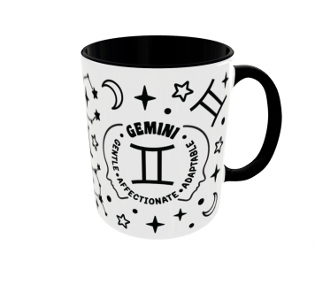 Kubek Znaki Zodiaku Horoskop Astrologia v5 Gemini Bliźnięta black