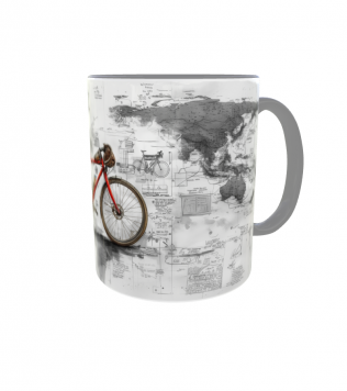 Kubek 300ml Kolekcja Podróże Rower Gravel Mapa v5 szary