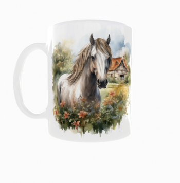Kubek 300ml Konie akwarele Koń Horse wieś v5