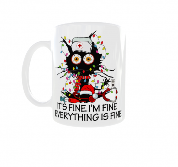 Kubek 300ml dla Kociarza Funny Cat its Fine v5 pielęgniarka