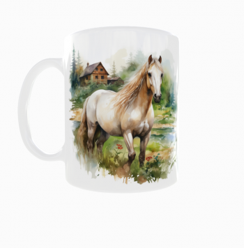 Kubek 300ml Konie akwarele Koń Horse wieś v7