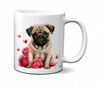 Kubek 300ml dla Psiarzy Pies Kwiaty v5 mops