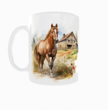Kubek 300ml Konie akwarele Koń Horse wieś v2