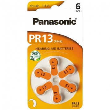 Bateria do aparatów słuchowych Panasonic 13 / PR13 / PR48 - 6 sztuk kpl.