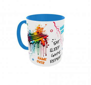 Kubek dla Gracza Gamer Game Zone Eat Sleep Game Repeat blue